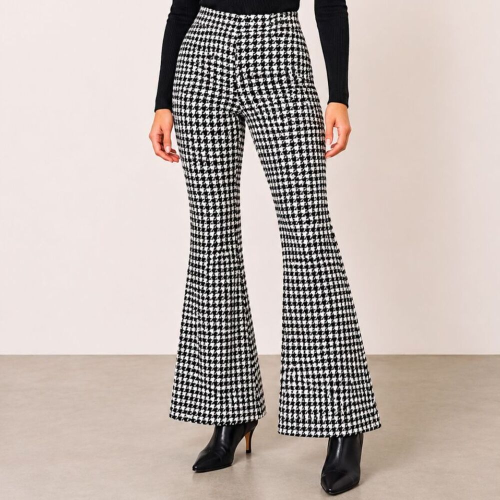 Walter Baker Houndstooth Flare Knit Georgie Elastic Pants M